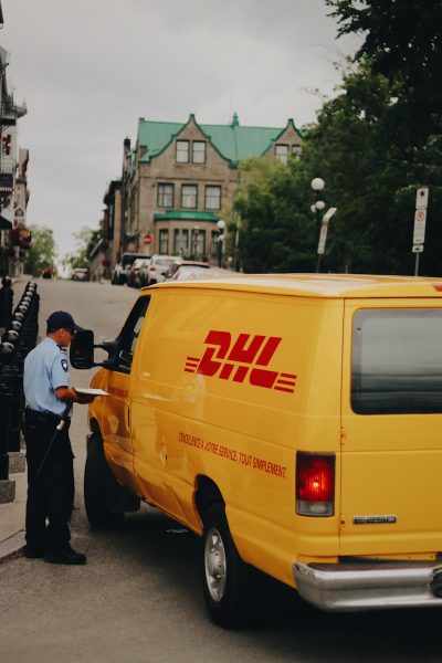 yellow DHL van
